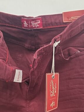 Original Penguin Wine Red Men's Casual Pants Slim Fit 34/32